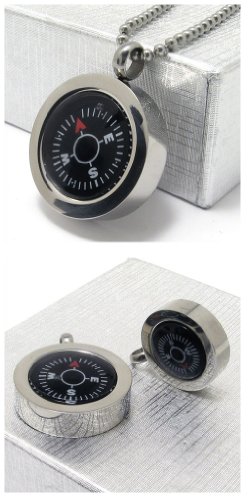(Price/piece)316L Stainless Steel Round Compass Pendant, Silver