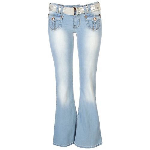 Angels Woven Belted Stretch Hipster Jeans
