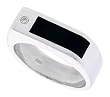 Sterling Silver Gents' Ring w/ a Rectangular Black Onyx & a Cubic Zirconia Stone, 5/16" (7mm) wide