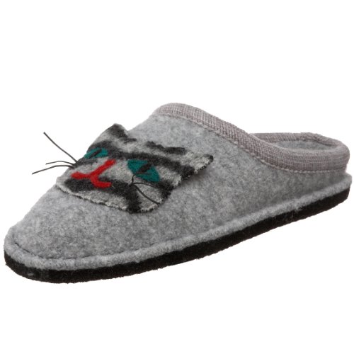 Haflinger Women's Ar Cat Slipper,Grey,38 M EU / 7 B(M)