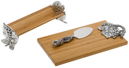 Arthur Court Bamboo/Grape 3-Piece Cheese and Cracker Set