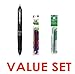 Pilot Frixion Ball 4 Click Retractable 4 Color Gel Ink Erasable Murti Pen 0.5mm/ Black Body & Each 4 Color Refills (Black,Blue,Red,Green) Value Set?With Our Shop Original Product Description?