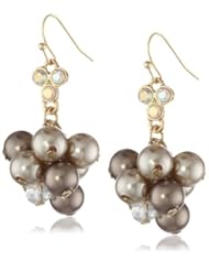 Simulated Pearl Faceted Glass Tonal Cluster Earrings