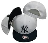 New York Yankees White / Navy Two Tone Snapback Adjustable Plastic Snap Back Cap / Hat