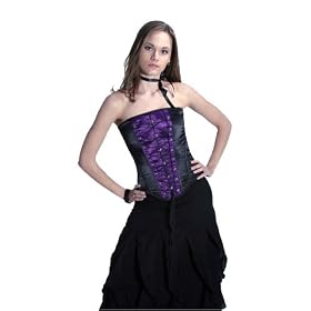 Victorian Black Satin Steel Boned Overbust Corset With Top Lace Steel Front Busk Closure Back Lacing Shaper Corset LVG9201