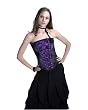 Victorian Black Satin Steel Boned Strap Overbust Corset with Top Lace Steel Front Busk Closure Back Lacing Shaper Corset SC80025