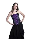 Victorian Black Satin Steel Boned Overbust Corset With Top Lace Steel Front Busk Closure Back Lacing Shaper Corset LVG9201