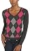 Apparel : IZOD Women's Long Sleeve Vee Neck Argyle Sweater
