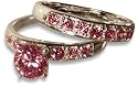 Silver AMR323754S Ladies Pink Cubic Zirconia Bridal Ring Set