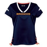 Denver Broncos Girls 7-16X Shirred Front Short Sleeve Top - Large (12-14)