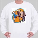 Sweatshirt with body, individuals, individual, humans, girl, horse, person, leading, human, bridle, persons, people, child, animal
