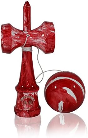 Eclipse Kendama Premium - Red Fire Marble Glossy Traditional Size