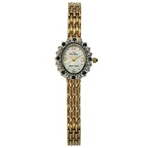 Lucien Piccard Women's 14kt Gold-Plated Genuine Blue Sapphire Accented Watch #71511SAWH