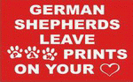GERMAN SHEPHERDS LEAVE PAW PRINTS ON YOUR HEART Decals / Stickers * Pack of 10