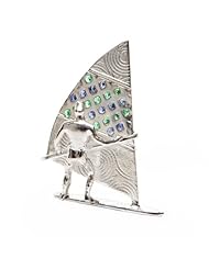 Amplifying Silver Brooch with Blue and Green Cubic Zirconia - Windsurfing Snapshot