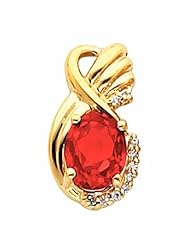 14K Yellow Gold Oval Cut Chatham Created Ruby Pendant -- LIFETIME WARRANTY