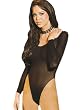 Teddy Opaque Bodysuit SeXy Long Sleeve 2 Colors Black or White