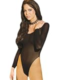 Teddy Opaque Bodysuit SeXy Long Sleeve 2 Colors Black or White
