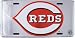 Cincinnati Reds Super Stock metal auto tag mirror background