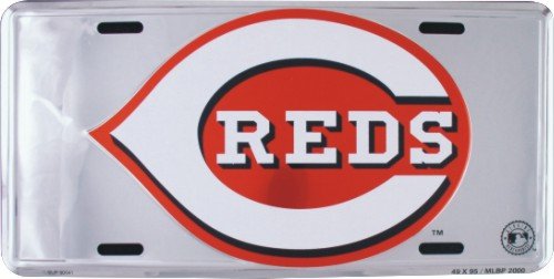 Cincinnati Reds Super Stock metal auto tag mirror background
