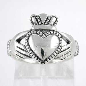 Irish Friendship & Love Celtic Claddagh Ring in Sterling Silver in sizes 5, 6, 7, 8 and 9, #8932