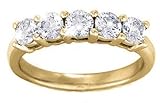 Women's 5 Stone Diamond Ring in Round Diamonds Shared Prong Setting - Includes Appraisal / Certificate of Authenticity ( 1.50 Total Carat Weight | FG-VS Quality | 14k Yellow Gold ) Finger Size -
