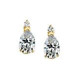 14K Yellow Gold 3 ct. Pear Cut Created Moissanite Earrings