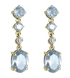 10k Yellow Gold Aquamarine and Diamond Earrings