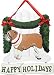 Bulldog Happy Holidays Sign (Picket Fence)