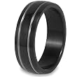 Black Plated Titanium Ring with Grooved Lines (7.0mm) - Sizes 6 - 13