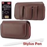 AT&T Nokia Lumia 900 Horizontal Faux Brown Leather Case with Magnetic closure with belt clip and belt loops. Comes with Stylus and Antenna Booster.