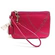 Coach Raspberry Pink Lozenge Leather Wristlet Wallet Handbag 43304