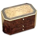 IRIS JEWELRY BOX WITH WALNUT MAPLE FINISH AND THATCH SUEDE LINING