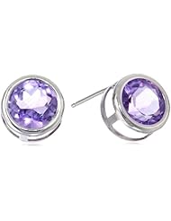 14K White Gold or Yellow Gold  7mm Round Bezel Stud Earrings Set