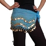 Blue Belly Dance Skirt With Gold Coins (Free shipping)