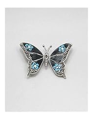 Butterfly Colored Enamel Brooch In 92.5 Sterling Silver