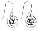 Sterling Silver Small Cut-Out and Etched Celtic Circle Drop Earrings