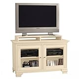 Elaine 50 Inch Wide Glass Panel Television Console with Shelf by Stacks And Stacks (Ivory) (34.25