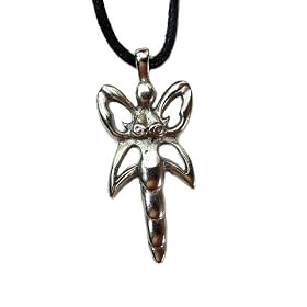 Butterfly Goddess for Growth Pendant with Black Corded Necklace