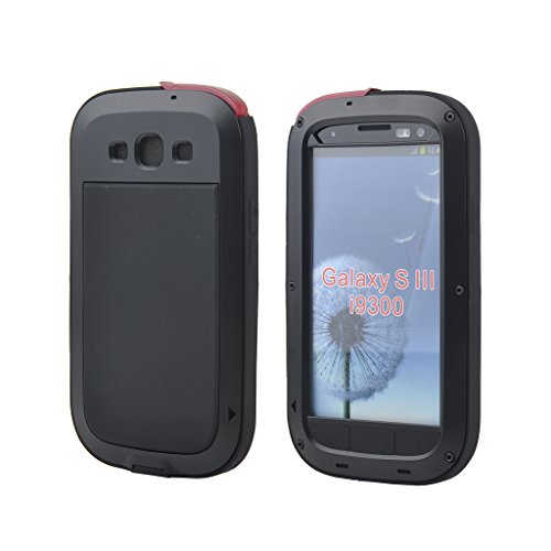 Galaxy S3 Case, COMC Galaxy S3 Metal case [Science Hybrid Premium Metal] Full-Body Aluminum Structures with Silicone - Extreme Water Resistant Dust/Dirt Shockproof / Dust Proof Military Heavy Screen Protector - Hard Aluminum Dual Layer Protective Case for Samsung Galaxy S3 / I9300 (Black)