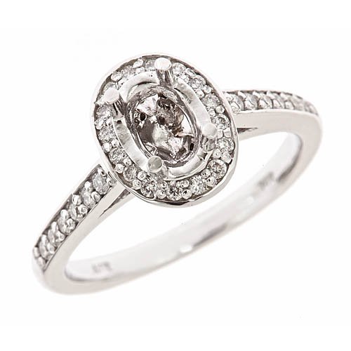 0.45ct Diamond Engagement Semi Mount Ring Setting in Pave Set 14K White Gold ( VS Clarity, F Color )