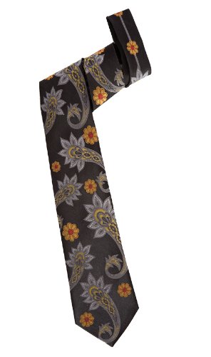 Pure Paisley Woven Tie in black, silver