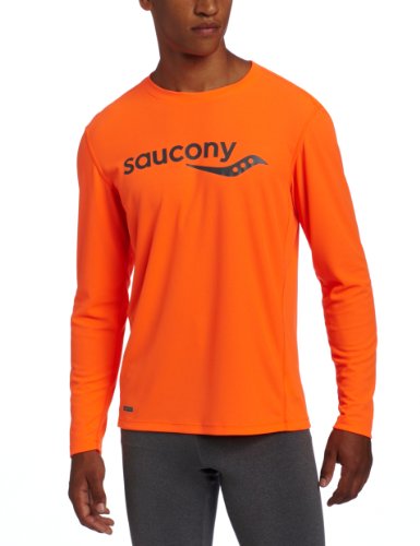 Saucony Men's Long Sleeve (Medium, Vizipro Orange/Phantom)