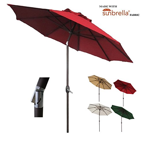 Abba Patio 9 Ft Patio Umbrella Sunbrella Fabric Aluminum Market Umbrella with Auto Tilt and