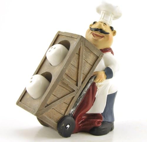 Chef with Cart Salt & Pepper Set, Kitchen Decor, 7-inch