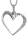 Sterling Silver Cut-out Heart Charm, 15/16 (24mm) Tall.