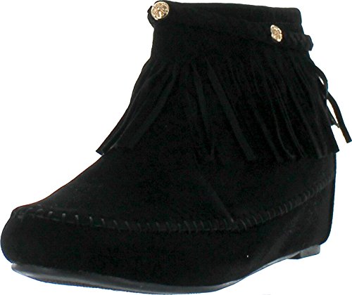 Bella Marie Campus-28 Womens Round Toe Moccasin Ankle High Faux Suede Boots