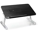 Natura-Bam All Natural Wooden Laptop Computer Desk - Built in Cooling Fan - Adjustable - Portable (Black)