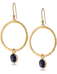Dyed Bezel Drops on Gold Plated Sterling Silver Hoop Earrings