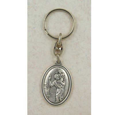 ITALIAN SILVER OX KEYCHAINS SILVER OX ST. CHRISTOPHER KEY RING